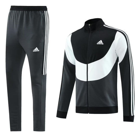 Adidas AJ15, Black & White Strips Tracksuit