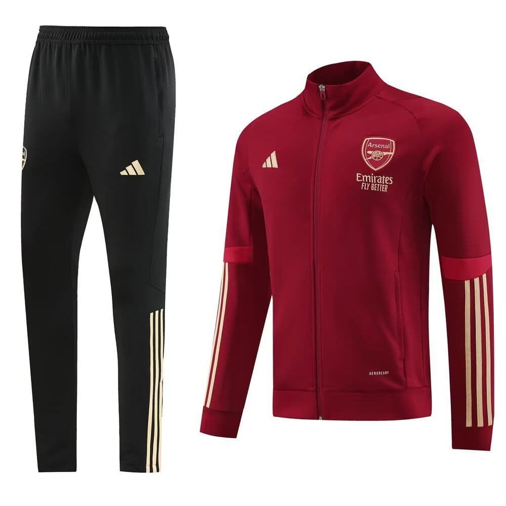 Arsenal 23-24, Dark Red Tracksuit with Gold Line