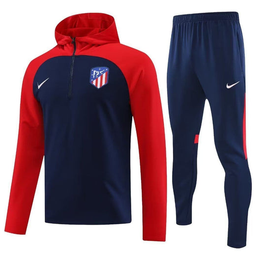 Atletico Madrid 23-24, Dark Blue with Red Tracksuit with Hood