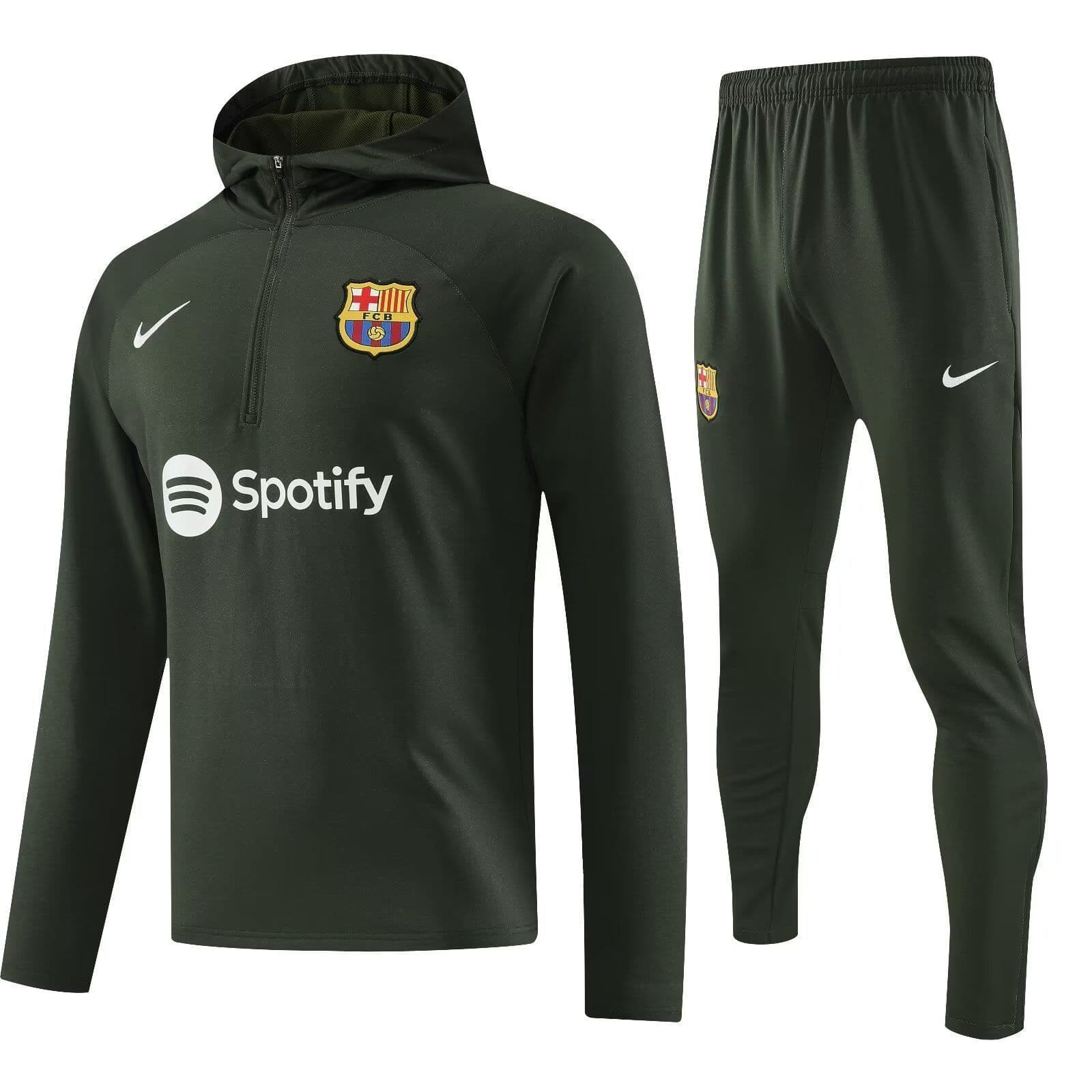 Barcelona 23-24, Dark Green Tracksuit with Hood