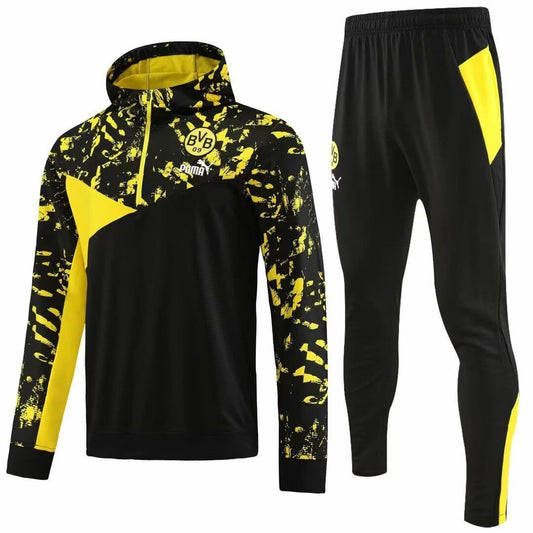 Borussia Dortmund 23-24, Yellow Black Tracksuit Suit with Hood