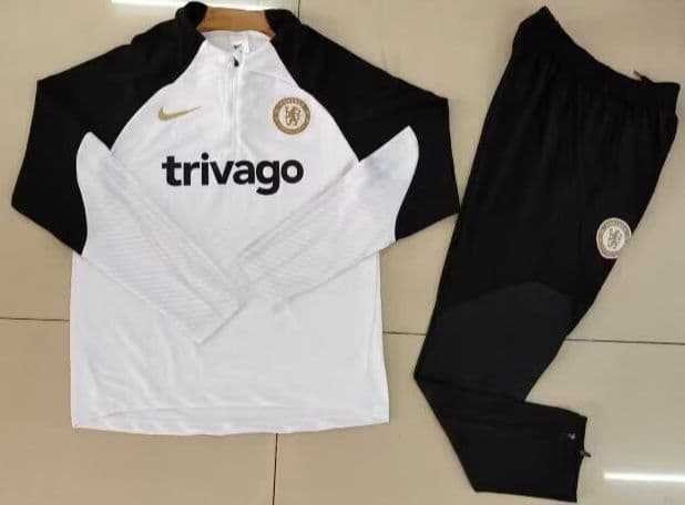 Chelsea 23-24, White with Black Sleeve Tracksuit Kid Size