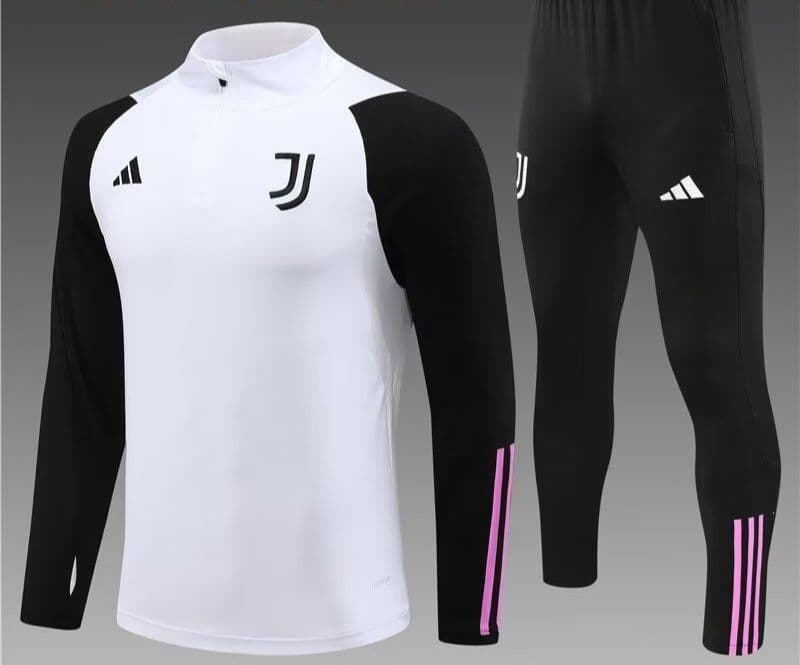 Juventus 23-24, White with Black Sleeve Tracksuit Kid Size