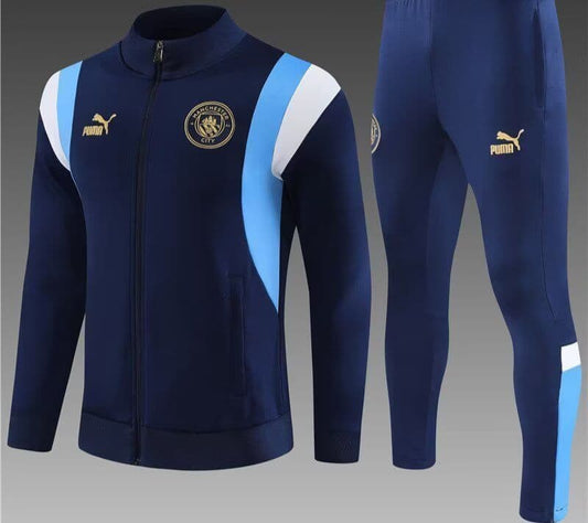 Manchester City 23-24, Dark Blue with Blue White Tracksuit Kid Size