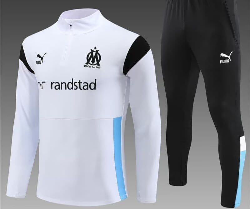 Olympique de Marseille 23-24, White with Black Tracksuits Kid Size