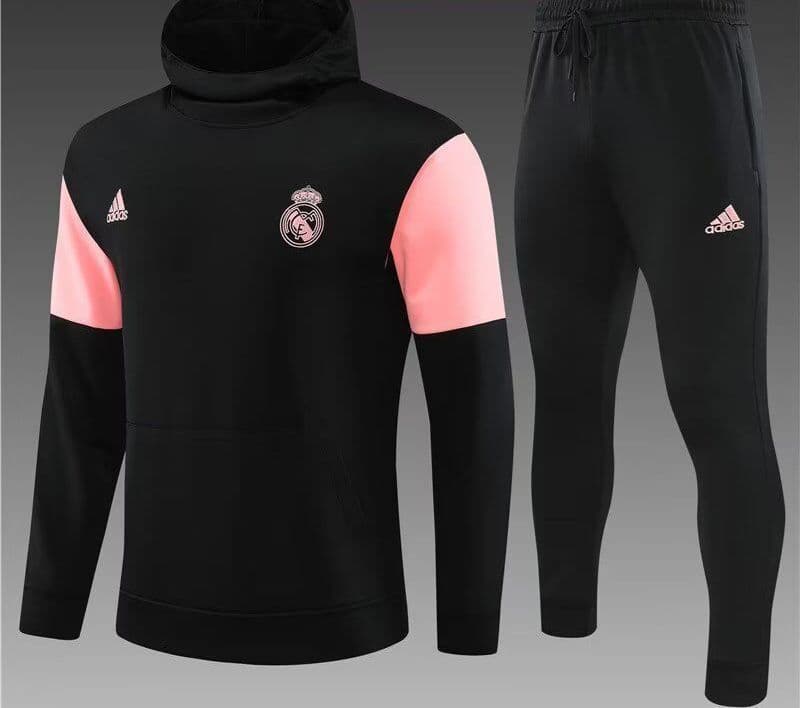 Real Madrid 23-24, Black with Pink  Tracksuit with Hood Kid Size