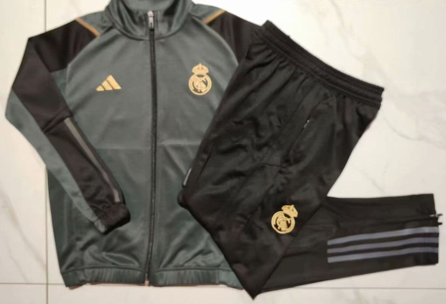 Real Madrid 23-24, Dark Green with Black Sleeve Tracksuit Kid Size