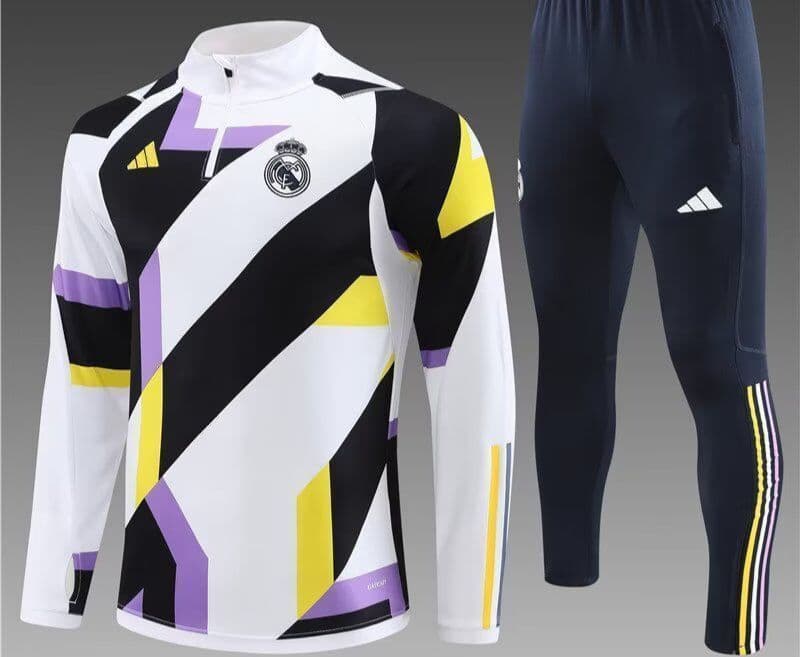 Real Madrid 23-24, White Black Yellow Purple Tracksuit Kid Size