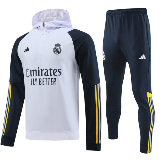 Real Madrid 23-24 White Tracksuit with Hood