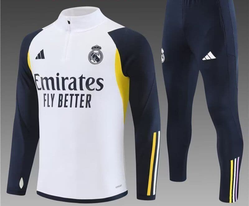 Real Madrid 23-24, White with Black Tracksuit Kid Size