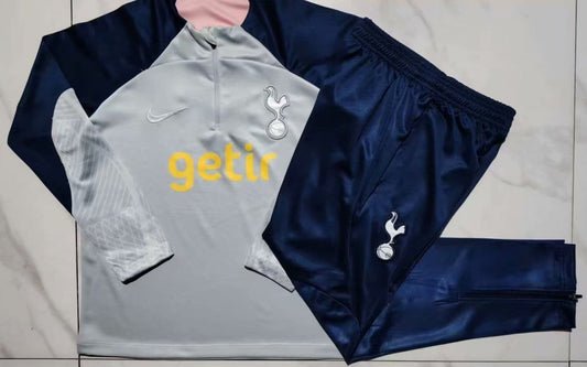 Tottenham Hotspur 23-24, Grey with Dark Blue Sleeve Tracksuit Kid Size