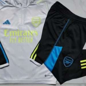 Arsenal 23-24, White with Black Sleeve Tracksuit Kid Size