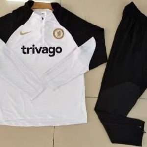 Chelsea 23-24, White with Black Sleeve Tracksuit Kid Size