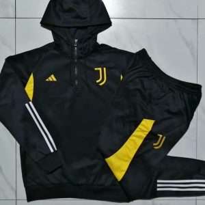 Juventus 23-24, Black with Yellow Tracksuit with Hood Kid Size