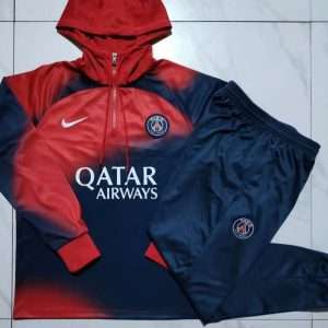 Paris Saint-Germain 23-24, Dark Blue Red Tracksuits with Hood Kid Size