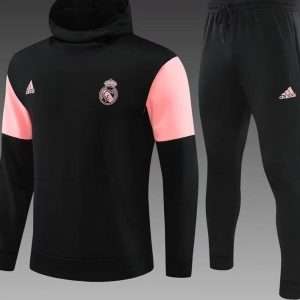Real Madrid 23-24, Black with Pink Tracksuit with Hood Kid Size