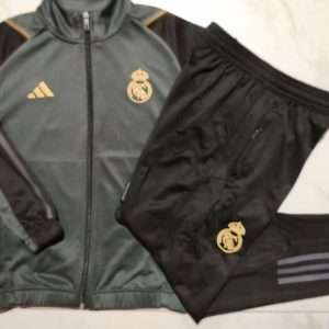 Real Madrid 23-24, Dark Green with Black Sleeve Tracksuit Kid Size