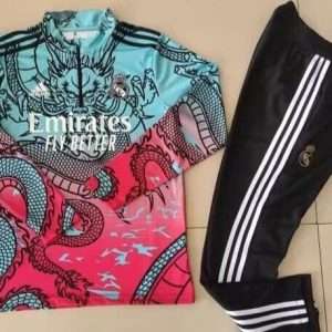 Real Madrid 23-24, Pink Green Dragon Tracksuit Kid Size