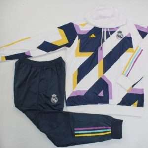 Real Madrid 23-24 White Purple Tracksuit with Hood
