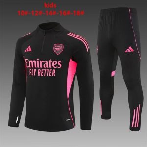 Arsenal Kids Tracksuit 2025-2026 Black with Pink