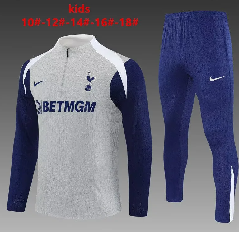 Tottenham Hotspur Kids Tracksuit 2025-2026 Grey Blue