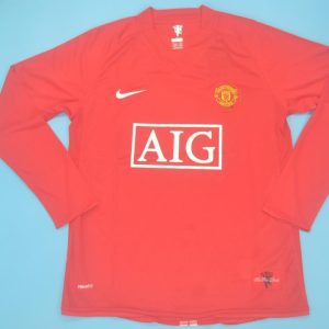 Manchester United 2007-2009 Home Long Sleeve